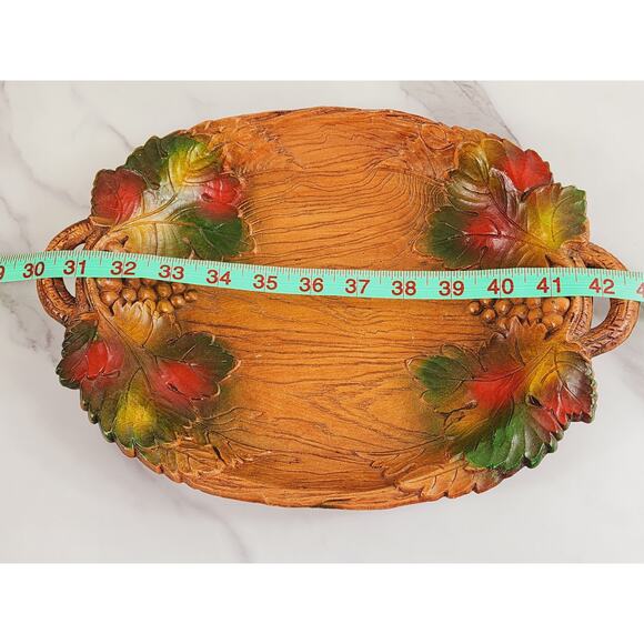 Serving Tray Dish Fall Leaves & Grapes 70's Multi Products 12" x 9" Fruit Bowl - Picture 12 of 13